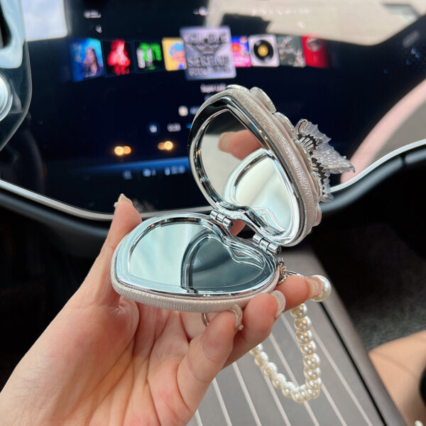 oly-efa5e305d2180754606522bec8d038c8 Wholesale 3D Butterfly Heart Crystal Folding Mirror Keychain Trendy Boutique Bag Charm Gift For Women