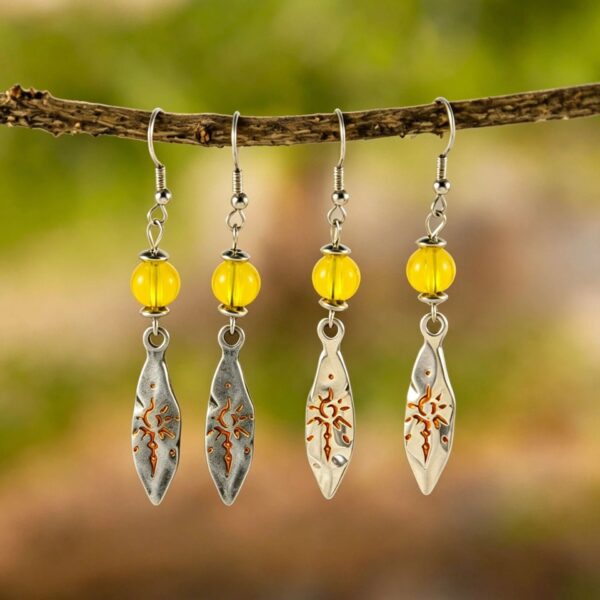 oly-efc67d7f21fa97807ac2c24eb1823b7c Wholesale Zinc Alloy Bright Silver Retro Wishing Stone Meteorite Pendant Earrings For Women Sun Pattern Literary Design Boutique Resale Jewelry Accessory