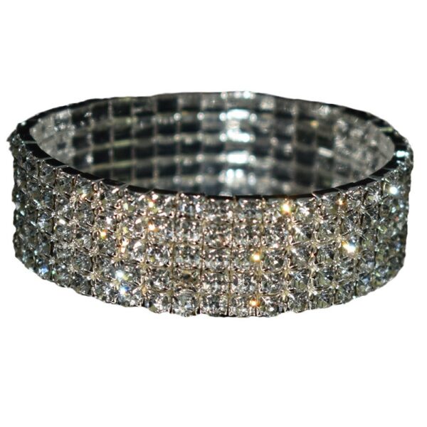 Wholesale Bridal Multi Row Rhinestone Stretch Bracelet Silver White Crystal Women S Jewelry For Party Gift