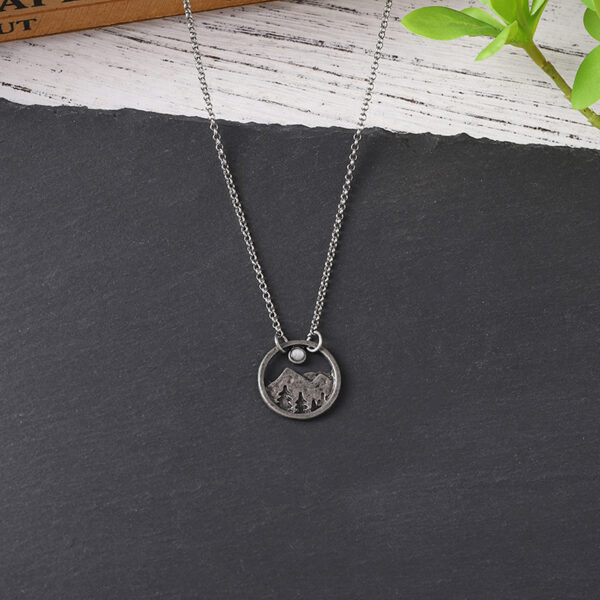 oly-efe86e7748a2e425a8d75dc84242c14a Wholesale Retro Bohemian Round Openwork Turquoise Mountain Pendant Necklace Antique Silver Finish Gift