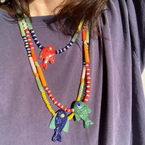 Wholesale Summer Ocean Glass Fish Pendant Necklace Fashion Jewelry For Women Gift