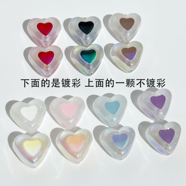 Wholesale Trendy Acrylic Heart Beads Glow in Dark Oil-Filled DIY Jewelry Making Supplies for Phone Charms and Earrings