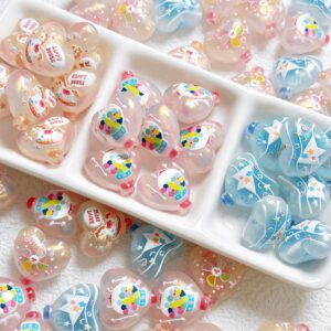 oly-f0d43d2b94476facac64297f2227a621 Wholesale Acrylic Loose Beads Glitter Embossed Heart Balloon Pony Windmill Star Charms DIY Phone Chain Keychain Bag Charm Party Gift