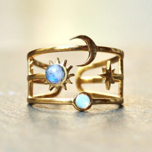 oly-f0d61ecff8546c550b3d5d893f1b4c19 Wholesale Sun Moon Stars Celestial Motif Alloy Ring Tone Adjustable Women S Vintage Style Ring Alloy Jewelry Accessory Boutique Resale Gift