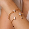 Wholesale Trendy Stainless Steel Open Twisted Bangle Bracelet With Geometric Zircon Versatile Fashion Jewelry Accessory For Commuting And Gift Giving