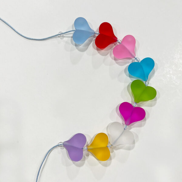 oly-f0edfbafaaaea563cdd7065281eebdc0 Wholesale Mixed Color Acrylic Heart Loose Beads Rubber Coated DIY Kit for Bracelet Phone Chain Bag Charm Fashion Accessory