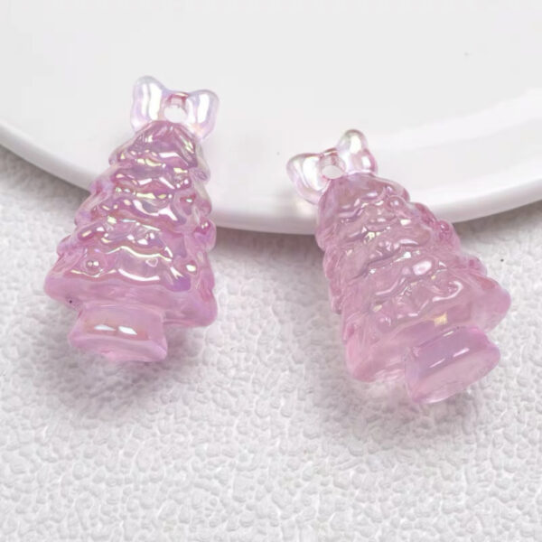 Wholesale Christmas Tree Acrylic Charm Pendant, Light Pink DIY Phone Charm and Car Key Accessory, Festive Bag Charm for Boutique Resale
