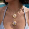 oly-f12da49b8378ab250d1cb15ecb88f410 Wholesale Chic Blue Flower Photo Locket Necklace Copper Open Close Pendant With And Iris Print Fashion Jewelry Accessory