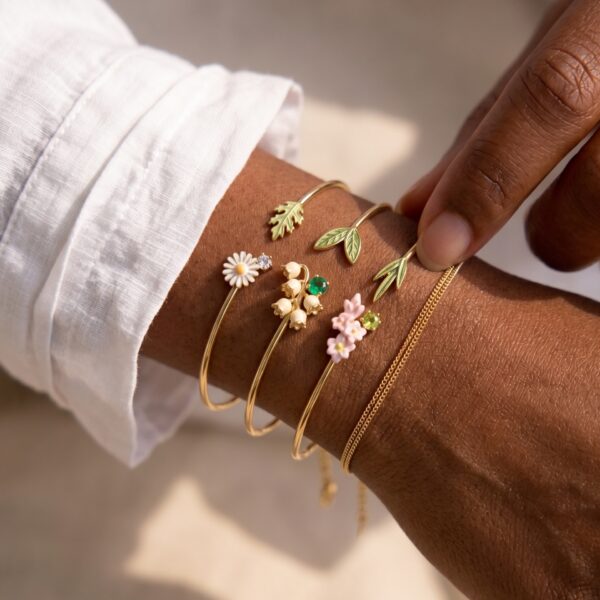 oly-f14d841c287b9b4b9a5b2f4dd05aa10f Wholesale Copper Floral Open Cuff Bracelet Chic Botanical Design Gift Everyday Fashion Accessory
