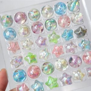 oly-f176525ab6a946709158fc699c3dc60f Wholesale Dreamy White Cloud and Star Loose Beads, Plastic Resin DIY Jewelry Accessory, Phone Charm Necklace Craft Supply, Gift Boutique