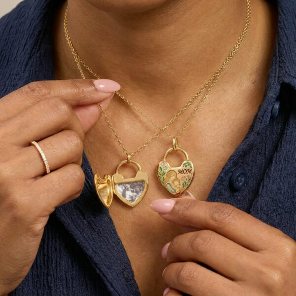 Wholesale Trendy Heart Photo Locket Electroplating Copper Pendant Necklace For Mom Mother S Day Gift Copper Electroplated Fashion Jewelry Accessory