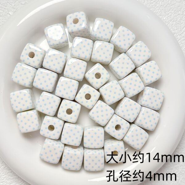 oly-f1d1877c88cfeada8567e7357347385d Wholesale Fresh Cream Plaid Polka Dot Square Acrylic Beads DIY Jewelry Accessory Stylish Craft Supply for Bracelet Necklace Boutique Gift