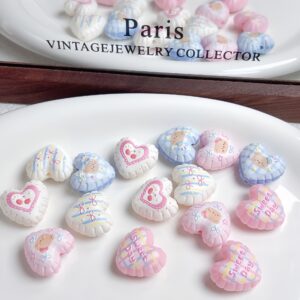 Wholesale Cute Acrylic Embossed Charms for DIY Phone Chain Bag Pendant Car Key Accessory Bow Cherry Bear Heart Designs
