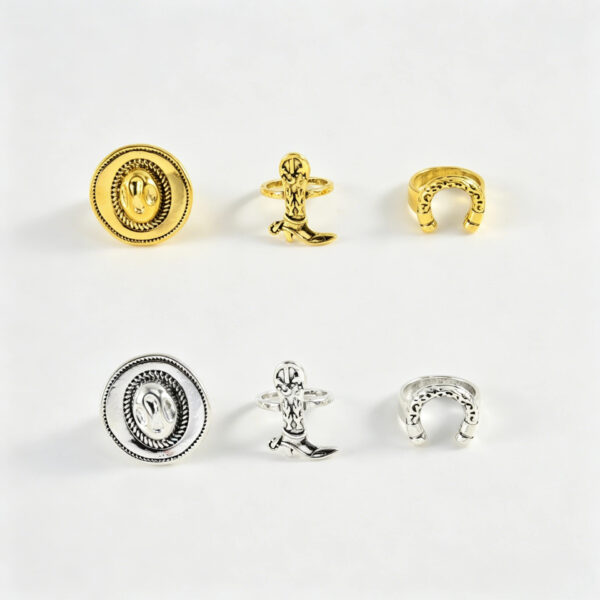 oly-f2462542acc21d931479e15aa63b1d6d Wholesale Retro Western Cowboy Horseshoe Ring Set In Gold Tone Zinc Alloy Fashion Jewelry Accessory For Gift And Boutique Resale