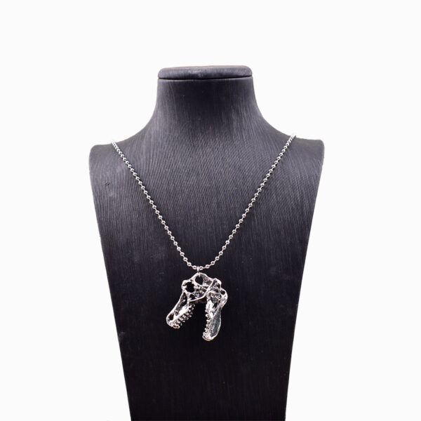 Wholesale Antique Silver Zinc Alloy T Rex Skull Pendant Necklace Vintage Hip Hop Dinosaur Fashion Jewelry Accessory For Everyday Styling