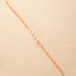 Flesh pink bead beaded bracelet