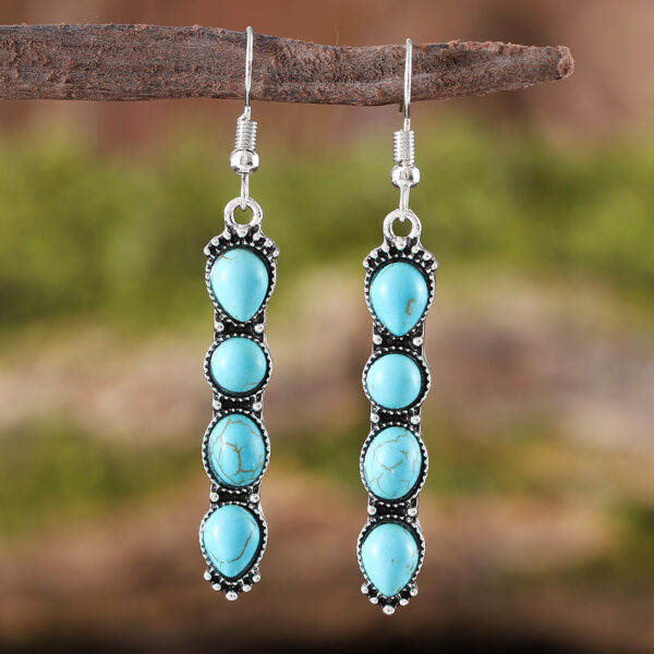 Wholesale Zinc Alloy Electroplated Bohemian Turquoise Drop Earrings Retro Chic Geometric Jewelry Gift