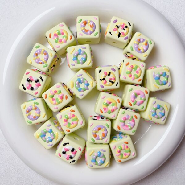 oly-f33b10a563e2ecebd4cd6ee07b9eedc5 Wholesale HandPainted Acrylic Macaron Donut Beads Square Straight Hole Loose Beads for DIY Jewelry Making Trendy Fashion Accessory