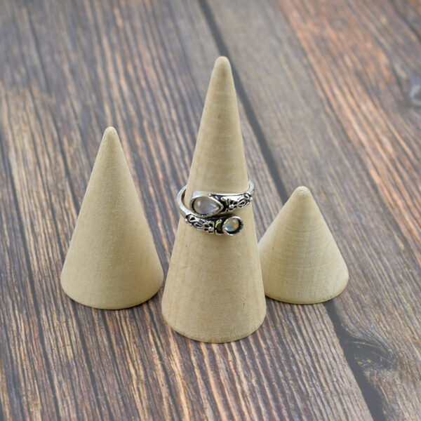Wholesale Vintage Bohemian Moonstone Design Spoon Shaped Open Ring Antique Silver Finish Zinc Alloy Unisex Jewelry Accessory