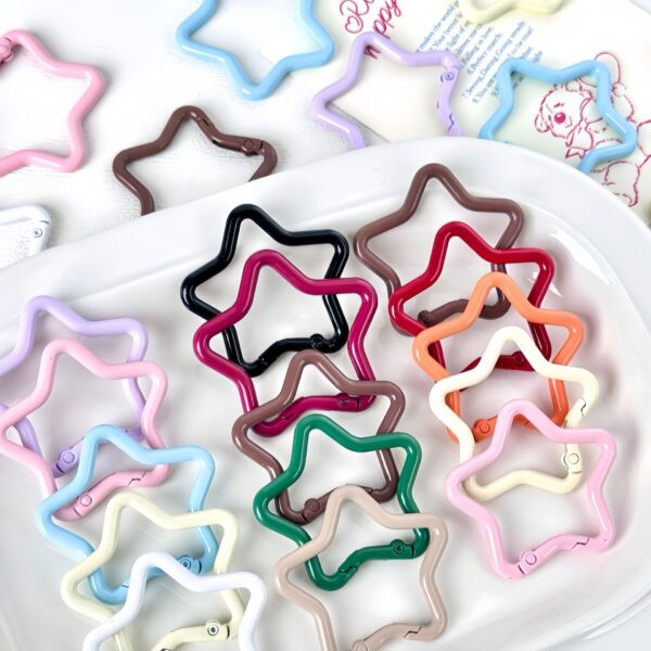 oly-f3803998c8bea1bd2fb38bc4d94d6a2a Wholesale Colorful Painted Metal Five-Pointed Star Spring Buckle DIY Accessory for Bag Charm Keychain Craft Supply