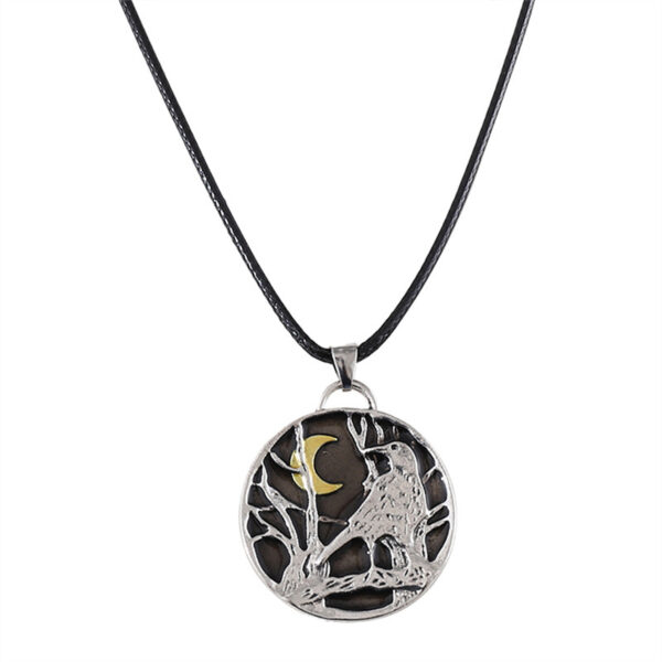 oly-f3a1519eec48ffd6ef8fbec185f6f939 Wholesale Retro Crow Moon Forest Necklace Ancient Silver Fashion Accessory Gift For Women Boutique