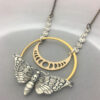 oly-f3f971faa9f80fb7009cfacdbaeeb129 Wholesale Crescent Moon Moth Pendant Necklace Antique Silver Fashion Jewelry Accessory Gift Resale