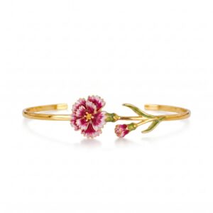 Pink carnation open bracelet