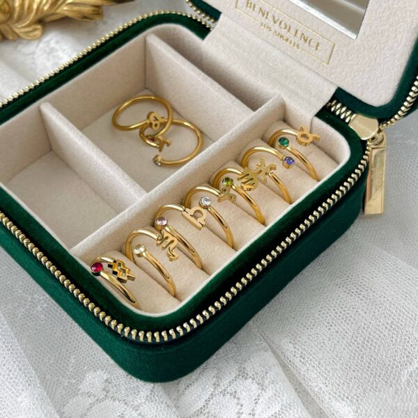 oly-f41f80dd36422b68d600d0480b0c1570 Wholesale Stainless Steel Zodiac Constellation Ring Set Adjustable Open Birthstone Rings Women S Fashion Jewelry Accessory