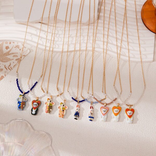 Wholesale Cute Cartoon Animal Pendant Necklace Elephant Rabbit Panda Design Vintage Style Everyday Fashion Jewelry