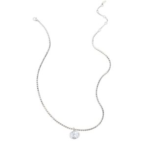 Silver oval zircon necklace