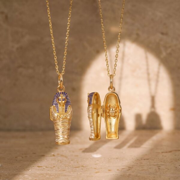 oly-f50546dc50b71dc6f0904379f2e7f892 Wholesale Ancient Egyptian Mummy Bastet Cat Locket Pendant Necklace Copper Electroplated Trendy Jewelry Gift