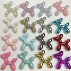 Wholesale Trendy Acrylic Balloon Dog Pendant Metallic Red for DIY Car Keychain Jewelry Making