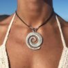 Wholesale Trendy Women S Leather Cord Necklace With Geometric Spiral Alloy Pendant Bohemian Retro Style