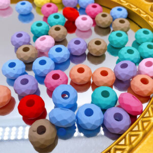 Wholesale Acrylic Faceted Abacus Spacer Beads Light Blue Large Hole for DIY Phone Strap Hair Accessory Necklace Jewelry Making