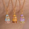 oly-f595c823c8c58ba15ad358d40944bf10 Wholesale Chic Dutch Windmill House Pendant Necklace With Pearl Electroplated Copper Finish Stylish Fairy Tale Gift For Girls Boutique Resale