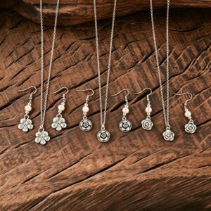 oly-f5cdb8592019e4aefd0e26b473111664 Wholesale Vintage Pendant Necklace And Earrings Set For Women Retro Floral Jewelry Accessory Resale
