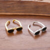 Wholesale Trendy Sunglasses Shape Open Ring Gold Zinc Alloy Jewelry Accessory For Daily Wear