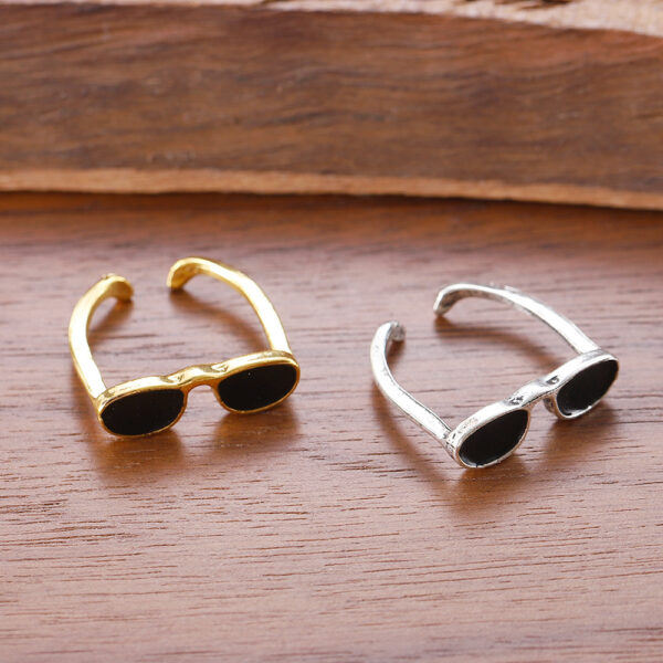 Wholesale Trendy Sunglasses Shape Open Ring Gold Zinc Alloy Jewelry Accessory For Daily Wear