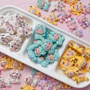 Wholesale Cute Cartoon Light Pink Resin Beads Electroplated DIY Phone Charm Bracelet Jewelry Accessory OLY Exclusive