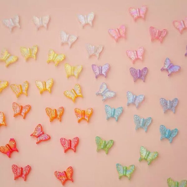 Wholesale Butterfly Acrylic Loose Beads - Yellow Electroplated DIY Necklace Making Jewelry Accessory for Boutique Resale