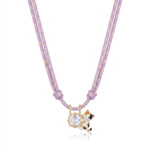 Cat Zircon Purple Rope Necklace
