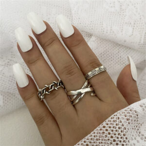 Six-pointed star 3-piece ring-zcr233