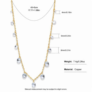 Gradient teardrop rhinestone tassel necklace