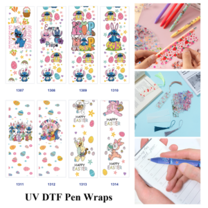 Wholesale 2/8/16pcs Cute Alien Cartoon Character Easter Egg Bunny Floral Festive Lettering Print Pen and Bookmark Stickers UV DTF Wraps OLY Exclusive