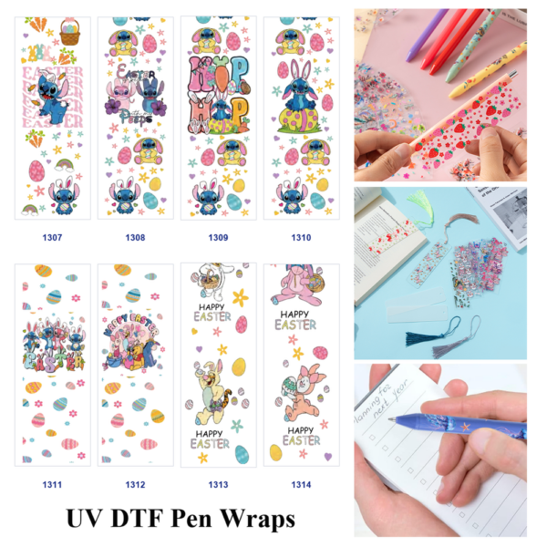 oly-f707bc63c546eccbcfcf91ba8c351e21 Wholesale 2/8/16pcs Cute Alien Cartoon Character Easter Egg Bunny Floral Festive Lettering Print Pen and Bookmark Stickers UV DTF Wraps OLY Exclusive