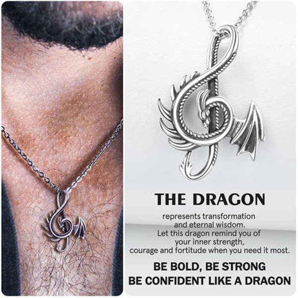 oly-f70c8b017ad116a25c362f2bfe75fa9c Wholesale Zinc Alloy Punk Dragon Music Note Pendant Necklace Silver Tone Men S Fashion Accessory Gift And Boutique Resale