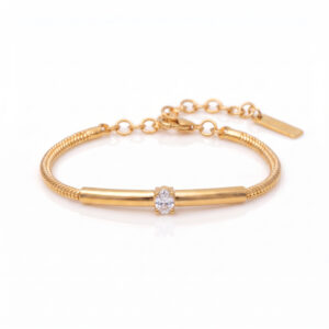 Oval Zircon Snake Bone Chain Bracelet