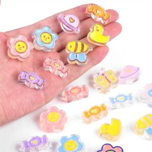 oly-f74774b19d1fd906c1ee37774e6fbf92 Wholesale Flower Bear Candy Acrylic Beads with Dripping Oil Finish for DIY Bracelet Phone Charm Jewelry Making