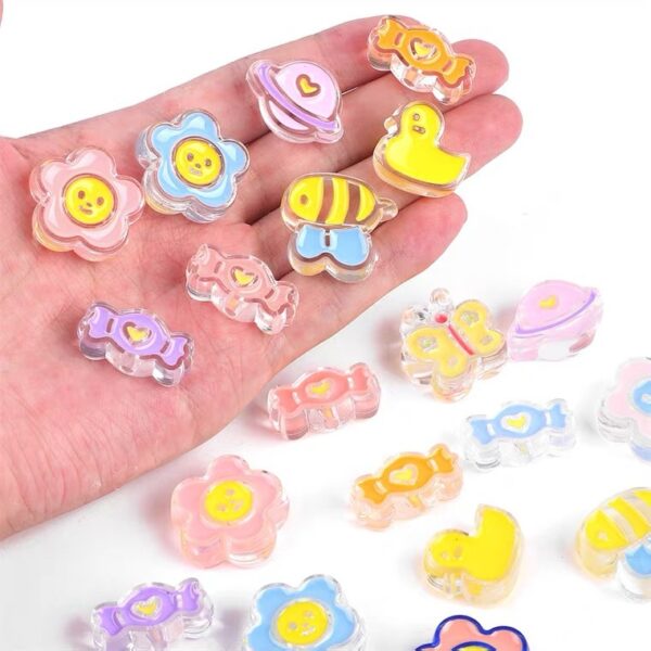 oly-f74774b19d1fd906c1ee37774e6fbf92 Wholesale Flower Bear Candy Acrylic Beads with Dripping Oil Finish for DIY Bracelet Phone Charm Jewelry Making
