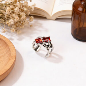 oly-f7580495c345ddfe25b76c3a6ee0def3 Wholesale Trendy Unisex Adjustable Stacking Ring With Ruby Tone Stone Vintage Thorn Design Zinc Alloy Fashion Accessory For Resale